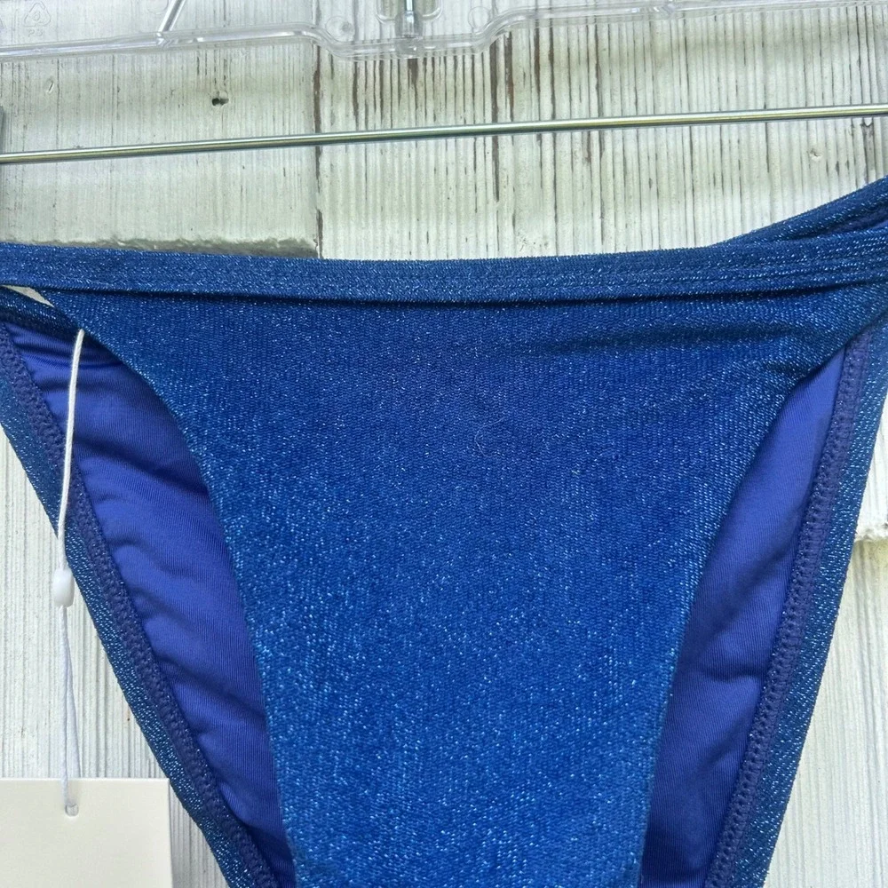 Monday Swimwear Portofino Top Kauai Bottom Navy Shimmer Bikini Set NWT Size S